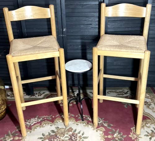 Vintage wood bar stools set - bar,