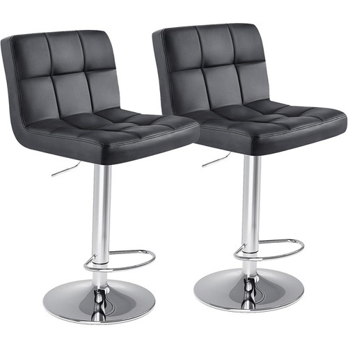 Black bar stools set pu - black,
