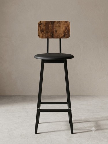 Black metal wood barstool - metal, w/