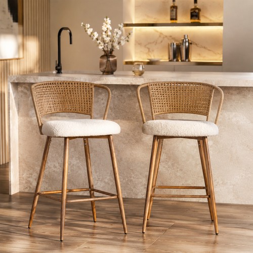 Rattan bar stools set - rattan,