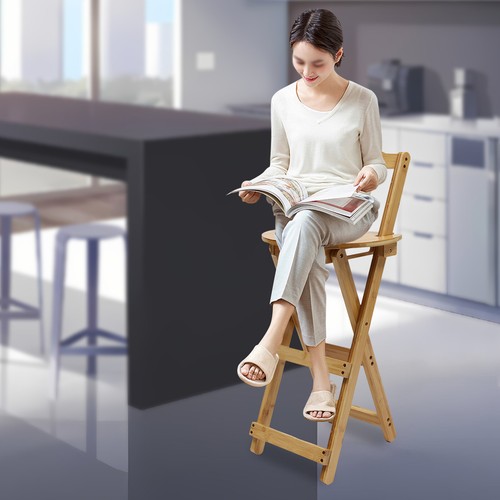 Foldable bamboo tall chair - foldable,