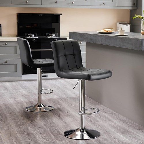 2pcs black bar stools - bar, leather